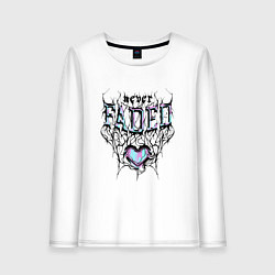 Лонгслив хлопковый женский Сердце никогда не увядает, цвет: белый