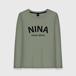 Лонгслив хлопковый женский Nina never alone - motto, цвет: авокадо