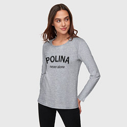 Лонгслив хлопковый женский Polina never alone - motto, цвет: меланж — фото 2