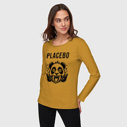 Лонгслив хлопковый женский Placebo - rock panda, цвет: горчичный — фото 2