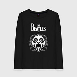 Лонгслив хлопковый женский The Beatles rock panda, цвет: черный