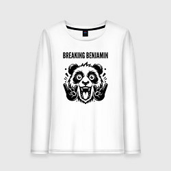 Лонгслив хлопковый женский Breaking Benjamin - rock panda, цвет: белый
