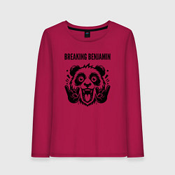 Лонгслив хлопковый женский Breaking Benjamin - rock panda, цвет: маджента