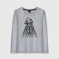 Лонгслив хлопковый женский Петух новогодний, цвет: меланж