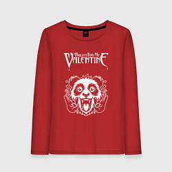 Лонгслив хлопковый женский Bullet For My Valentine rock panda, цвет: красный