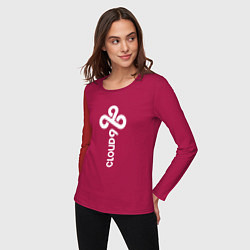 Лонгслив хлопковый женский Cloud9 - vertical logo, цвет: маджента — фото 2