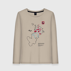 Лонгслив хлопковый женский Карта туристических мест Москвы, цвет: миндальный