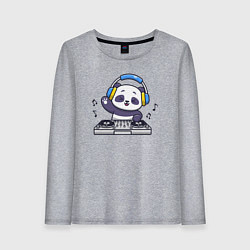 Лонгслив хлопковый женский Панда диджей, цвет: меланж