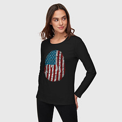 Лонгслив хлопковый женский Отпечаток США, цвет: черный — фото 2