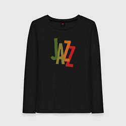 Лонгслив хлопковый женский Jazz retro in color, цвет: черный