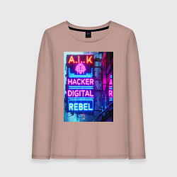 Женский лонгслив Ai hacker digital rebel - neon glow