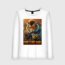 Женский лонгслив Punks not dead - motto tiger