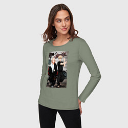 Лонгслив хлопковый женский Мандзиро Сано, цвет: авокадо — фото 2