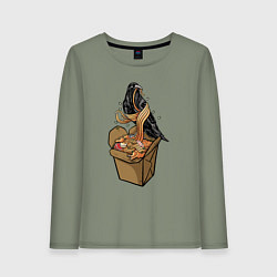 Женский лонгслив Ворон и лапша