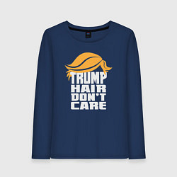 Лонгслив хлопковый женский Trump hair dont care, цвет: тёмно-синий