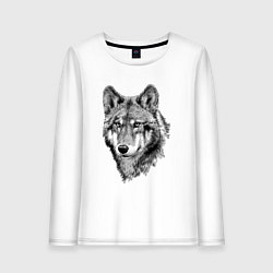 Лонгслив хлопковый женский Волк, цвет: белый