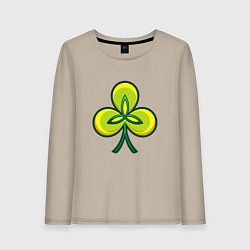 Лонгслив хлопковый женский Ирландский трилистник, цвет: миндальный