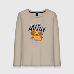 Лонгслив хлопковый женский Плюшевый мишка держись подальше от реальности, цвет: миндальный