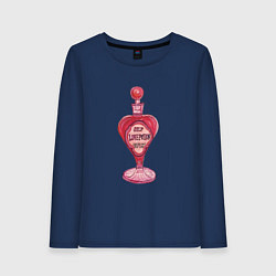 Лонгслив хлопковый женский Люблю себя зелье, цвет: тёмно-синий