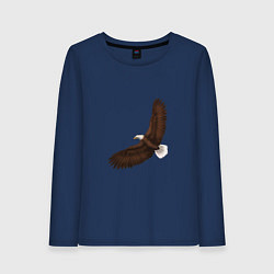 Лонгслив хлопковый женский Классный красивый орел гордая птица, цвет: тёмно-синий