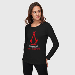 Лонгслив хлопковый женский Assassins creed shadows logo, цвет: черный — фото 2