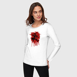 Лонгслив хлопковый женский Жуткий Шут танцует в красных брызгах, цвет: белый — фото 2