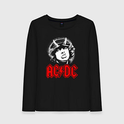 Лонгслив хлопковый женский ACDC Angus Young rock, цвет: черный