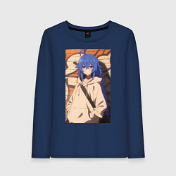 Лонгслив хлопковый женский Реинкарнация безработного Рокси Мигурдия арт, цвет: тёмно-синий