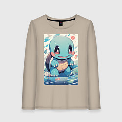 Лонгслив хлопковый женский Покемон Сквиртл, цвет: миндальный