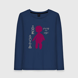 Лонгслив хлопковый женский Depeche Mode - Playing the angel logo, цвет: тёмно-синий