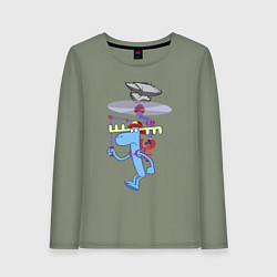 Лонгслив хлопковый женский Lumpy helicopter лось, цвет: авокадо