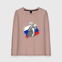 Женский лонгслив Аниме девушка на фоне триколора