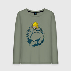 Лонгслив хлопковый женский Гомер спит, цвет: авокадо