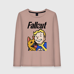 Лонгслив хлопковый женский Vault boy and shepherd, цвет: пыльно-розовый