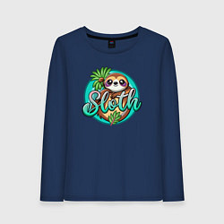 Женский лонгслив Ленивец с надписью