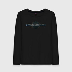 Лонгслив хлопковый женский Sid Meiers civilization 7 logo, цвет: черный