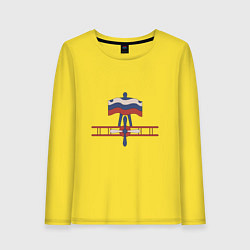 Женский лонгслив Ретро самолет кукурузник и флаг подарок пилоту ден