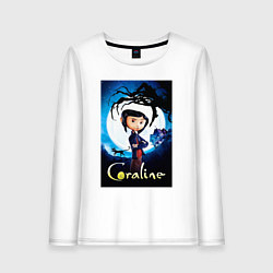 Лонгслив хлопковый женский Coraline Jones and cat, цвет: белый