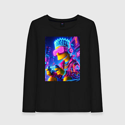 Лонгслив хлопковый женский Bart Simpson esports player - neon glow, цвет: черный