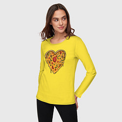 Лонгслив хлопковый женский Pizza heart, цвет: желтый — фото 2