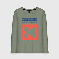 Лонгслив хлопковый женский Depeche Mode - Music for the masses merch, цвет: авокадо