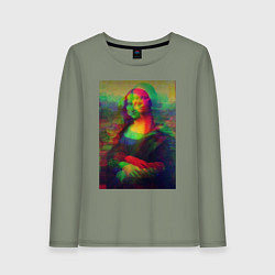 Лонгслив хлопковый женский Мона Лиза с глюками, цвет: авокадо