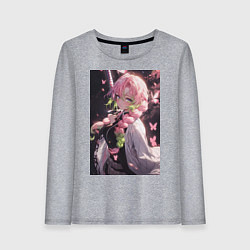 Лонгслив хлопковый женский Клинок, рассекающий демонов Мицури Канродзи столп, цвет: меланж
