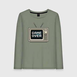 Лонгслив хлопковый женский Game over tv, цвет: авокадо