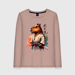 Женский лонгслив Capybara samurai - ai art fantasy