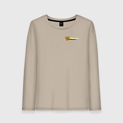Лонгслив хлопковый женский Герб и флаг российской империи для патриотов, цвет: миндальный