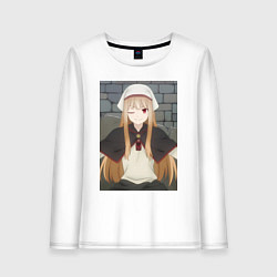 Лонгслив хлопковый женский Волчица и пряности Холо в платке, цвет: белый