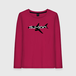 Лонгслив хлопковый женский Черный облик Superjet-100 с названием, цвет: маджента