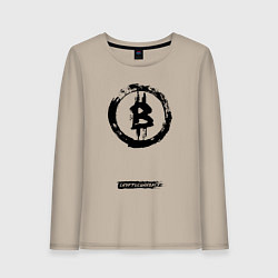 Лонгслив хлопковый женский Биткоин - криптовалюта символ, цвет: миндальный