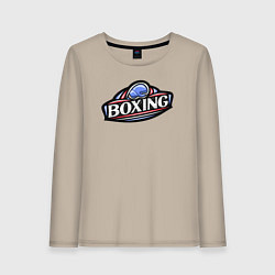 Лонгслив хлопковый женский Boxing sport, цвет: миндальный